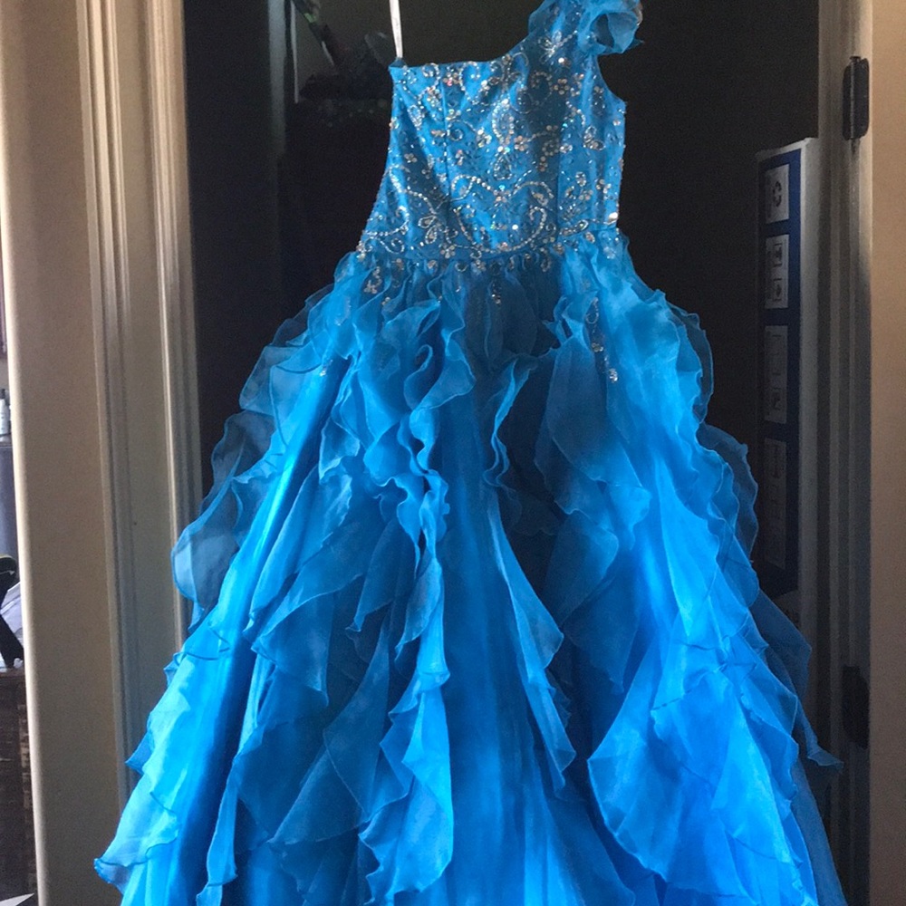 Turquoise glitz pageant dress